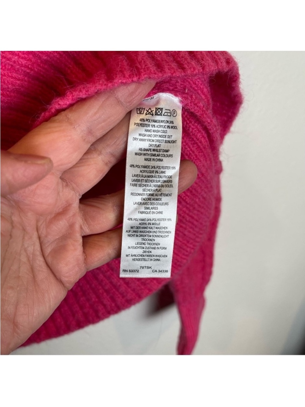 FRENCH CONNECTION Madelyn Colorblock Cable Knit Pullover Sweater Sz Medium Pink - Picture 5 of 8